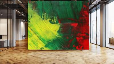 photo grunge green red yellow brush strokes oil paint background and texture Wall mural