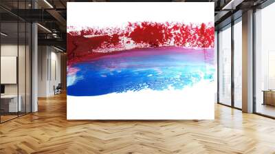 photo red and blue grunge brush strokes oil paint isolated on white background Wall mural