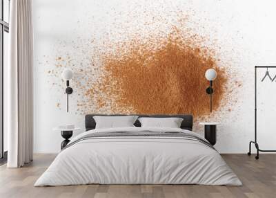 Pile cinnamon powder scattered isolated on white, clipping path Wall mural