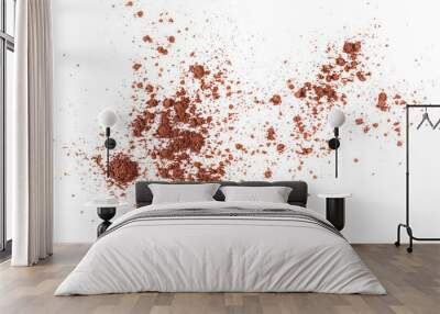 Pile cocoa powder isolated on white, top view Wall mural