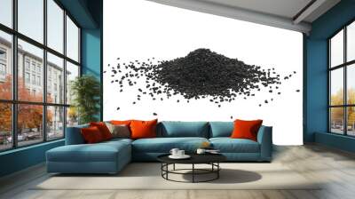 Pile of black cumin seeds isolated on white background Wall mural