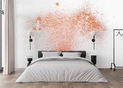 Red brick dust scattered, explosion isolated on white background, clipping path, top view Wall mural