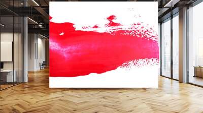 Red grunge brush strokes oil paint isolated on white background Wall mural