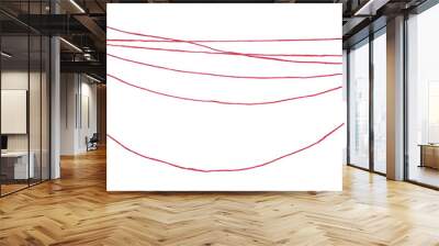 Red strings, thread isolated on white background and texture, with clipping path Wall mural