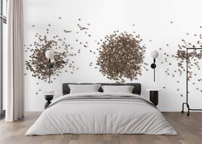 Set chia seeds isolated on white background, top view Wall mural