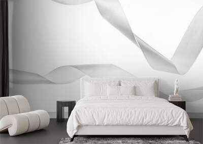 Set white ribbon curly isolated on white, clipping path Wall mural