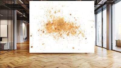 Unrefined brown cane sugar isolated on white, top view Wall mural