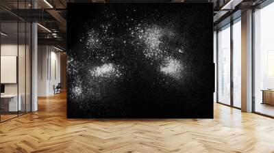 White powder scattered on black background, clipping path Wall mural