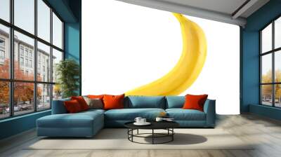 Yellow banana isolated on white, top view, clipping Wall mural