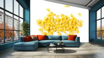 Yellow cooked corn isolated on white background, top view Wall mural