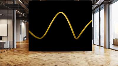 Yellow internet, ethernet network cable isolated on black background Wall mural