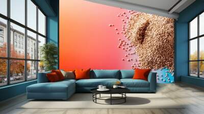 A mound of quinoa is featured on an eye-catching red to blue gradient background, presenting a unique contrast between the natural grain and modern color theme. Wall mural