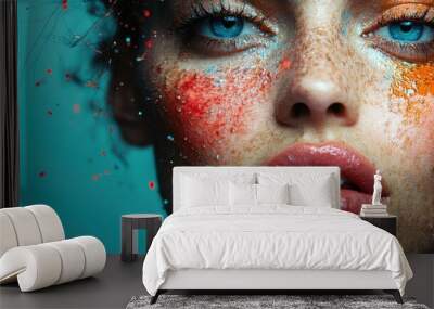 An abstract artistic image featuring vibrant colors, fine intricate patterns, and dynamic motion capturing a mesmerizing visual experience of creativity and imagination. Wall mural