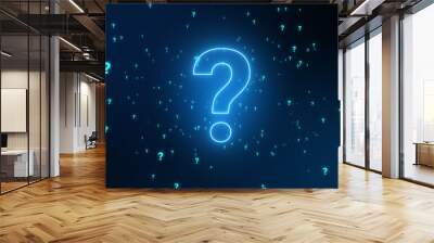 Question mark problem sign with particles flying in the background. Digital computer illustration Wall mural