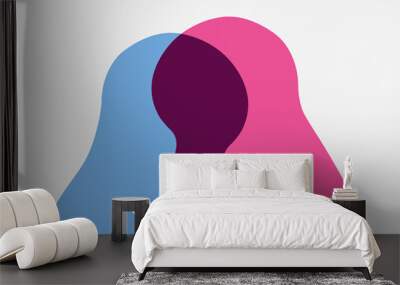  Unity and empathy concept illustration Human heads intersecting each other.  Wall mural