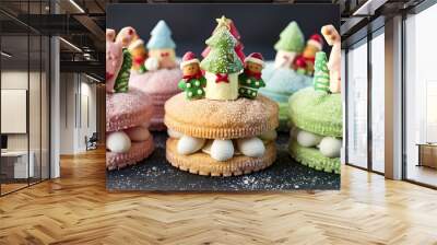 a beautifully decorated plate of sweet biscuits Wall mural