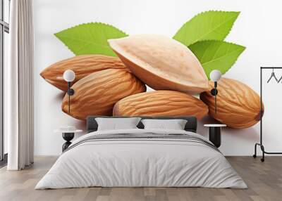 a group of almonds with leaves Wall mural