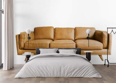 beautiful leather sofa living bed isolated on a white background. isolated bed furniture. Wall mural