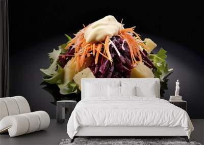 salad with shredded  beets a bed of crisp, fresh greens, topped with a vibrant assortment of ingredients Wall mural