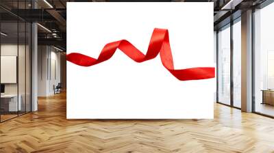 A curly red ribbon for Christmas and birthday present isolated against a transparent background. Wall mural