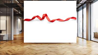 A curly red ribbon for Christmas and birthday present isolated against a transparent background. Wall mural