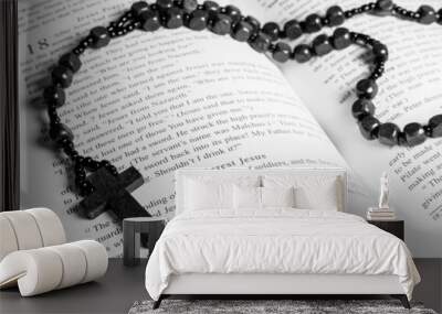 Rosary beads, cross and Bible Wall mural