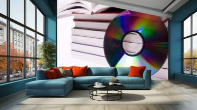 audio book concept - pile of books and one cd Wall mural