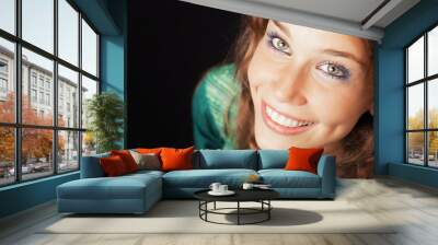 Face closeup of happy woman with perfect smile Wall mural