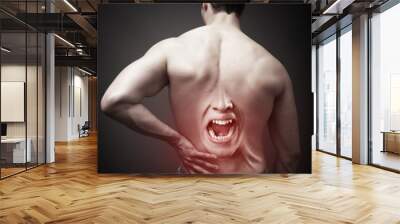 Male suffering from low back pain Wall mural