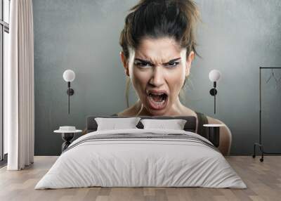 Rage scream of angry hateful woman Wall mural