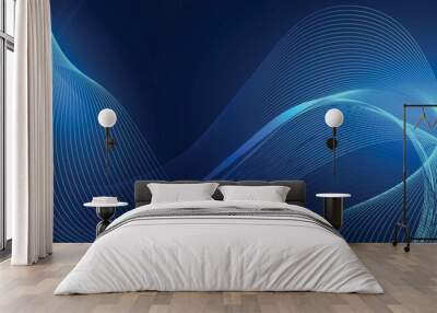 Abstract blue background with flowing lines. Dynamic waves. vector illustration. Wall mural