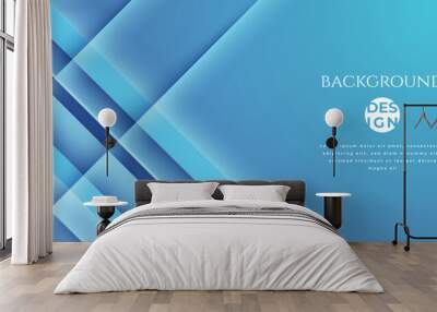 Abstract dynamic blue gradient background diagonal layers light and shadow Wall mural