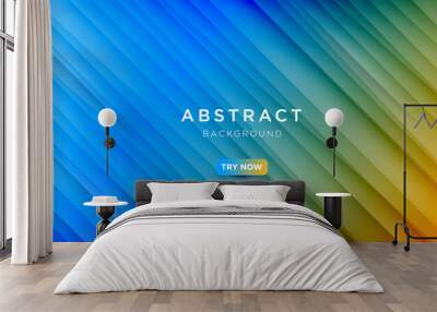 abstract trendy gradient colorful background. modern green blue background with diagonal lighting li Wall mural