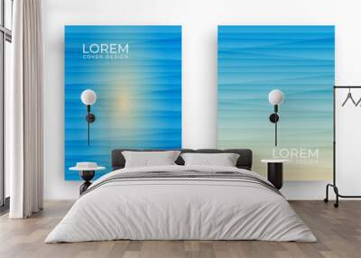 Dynamic wavy light and shadow texture background with blue summer gradient colours design	
 Wall mural