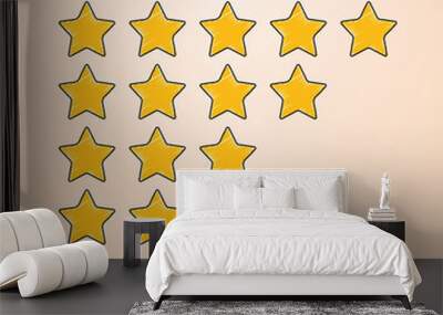 Five stars rating. 5 Stars quality rating icon. Star vector icons. 5 gold, black, yellow and line stars icon - stock vector. Wall mural