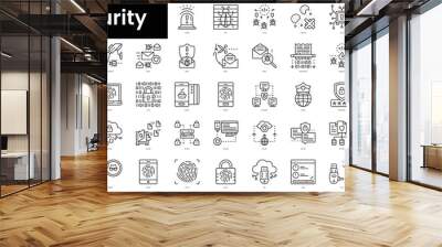 Set of outline cyber security icons. Minimalist thin linear web icon set. vector illustration. Wall mural