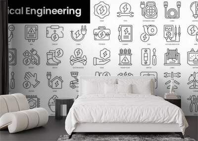 Set of outline electrical engineering icons. Minimalist thin linear web icon set. vector illustration. Wall mural