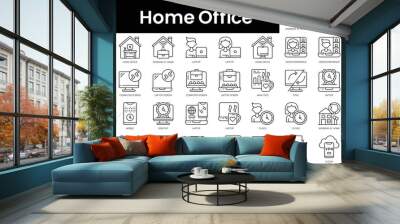 Set of outline home office icons. Minimalist thin linear web icon set. vector illustration. Wall mural