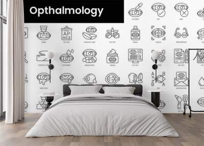 Set of outline opthalmology icons. Minimalist thin linear web icon set. vector illustration. Wall mural