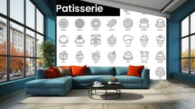 Set of outline patisserie icons. Minimalist thin linear web icon set. vector illustration. Wall mural