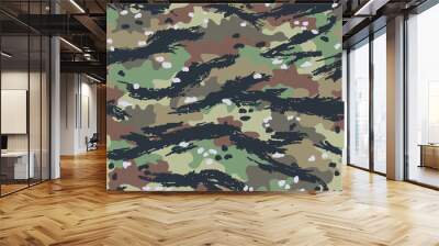 Camouflage multicolor seamless pattern with tiger stripes. Wall mural