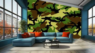 Camouflage seamless pattern.Woodland style. Wall mural