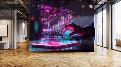 holographic statistic graph Wall mural