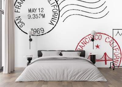 Two postal grunge stamps 'San Francisco' Wall mural