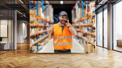 A delivery center worker voice picking shipments. Wall mural