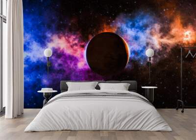 High definition star field background. Colorful night space stars glowing. Universe filled with stars, nebula and galaxy. Wall mural