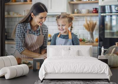  mother and her daughter having fun at home Wall mural