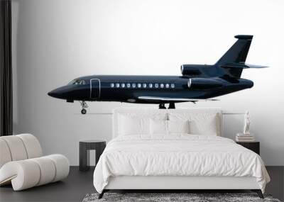 Modern black corporate business jet isolated on transparent background Wall mural