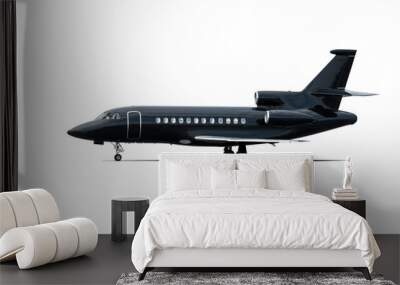 Modern black corporate business jet isolated on white background Wall mural