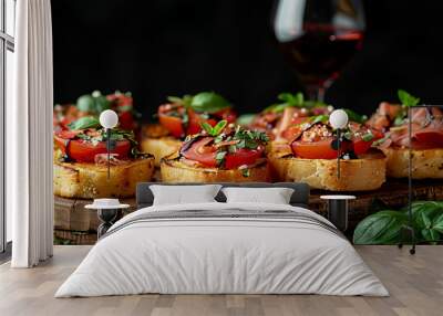 bruschetta with tomato and basil Wall mural